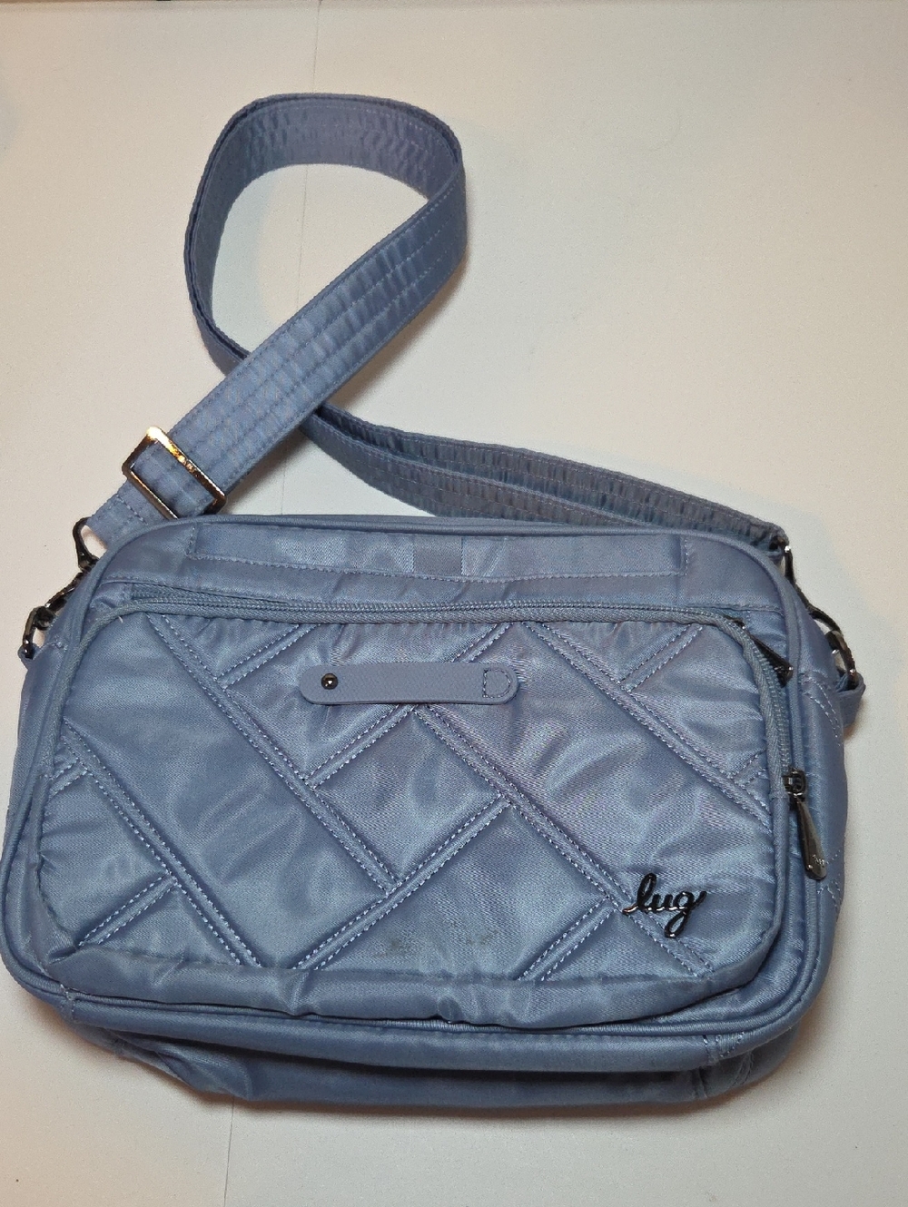 Lug Quilted Crossbody Bag Powder Blue Lightweight Travel Purse
